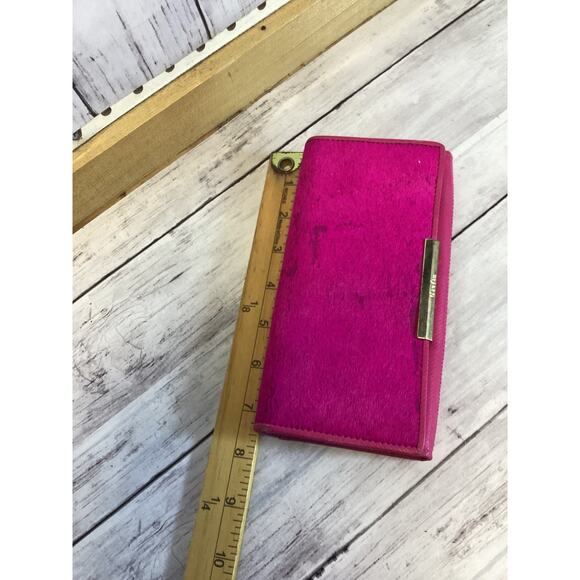 Gaofan Women's Fold Purse Long Pink Leather Wallet - Picture 2 of 3